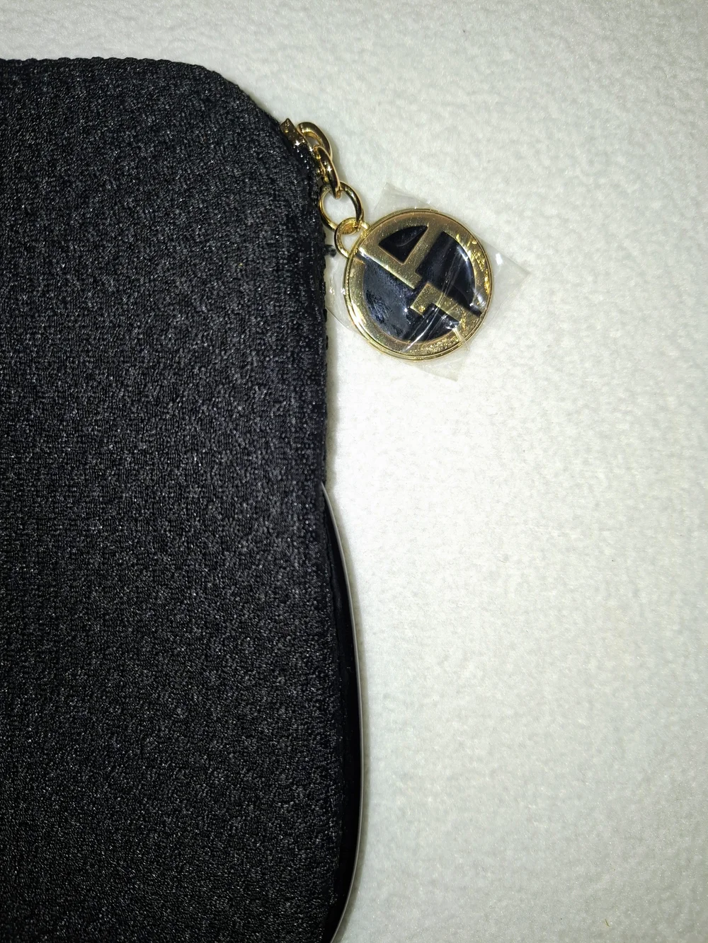 Giorgio Armani Black Woven Cosmetic Bag  with Gold Charm